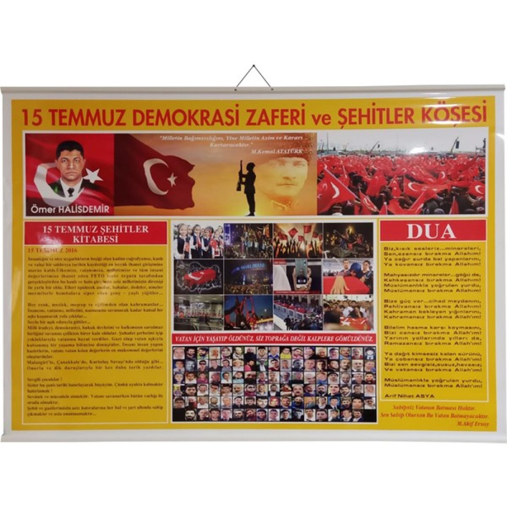 And 15 Temmuz Demokrasi Zaferi ve Şehitler Köşesi Levhası Askılı 70 x 100 cm Okul Malzemeleri Fiyatı