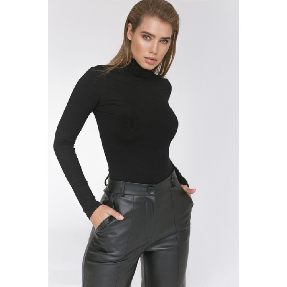 and Fashion Trends Kadın Siyah rengi Fitted/Vücuda Oturan Dik Yaka Uzun Kol Esnek Premium Örme Bluz Bluz Fiyatı