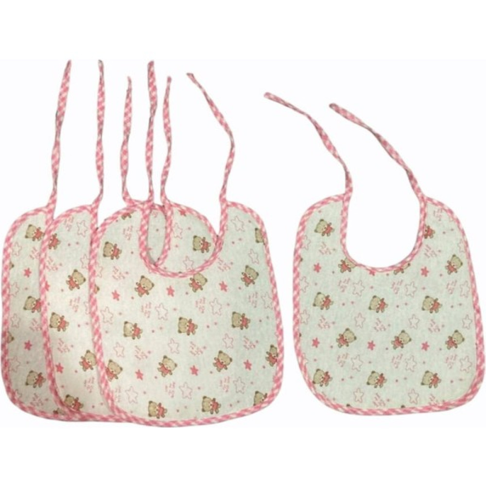 Andifli 4'lü Pembe Ayıcık Desenli Arkası Muşambalı Bebek Mama Önlüğü 0-24 Ay (15X20 Cm) - 0 - 2 Yaş - Renkli Mama Önlüğü Fiyatı