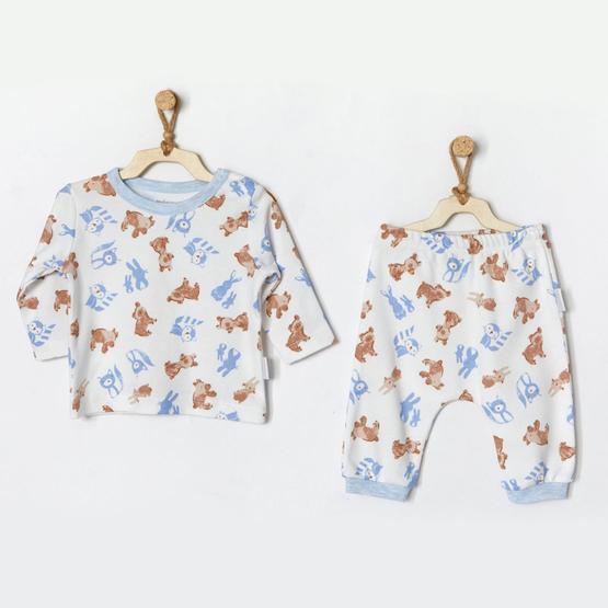 Andywawa AC22319 Ekru Tiny Bear & Friends Bebek Pijama Takımı