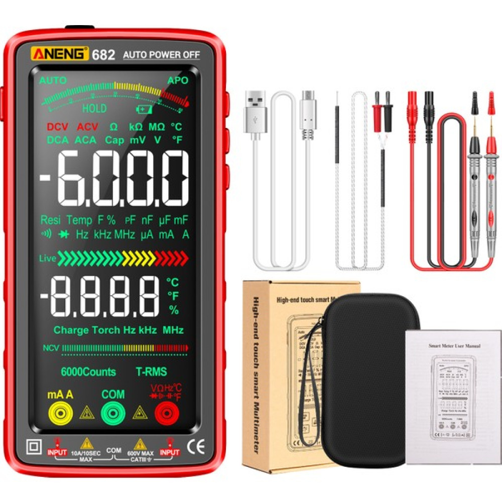 Aneng 682 6000 Sayım Geniş LCD Dijital Multimetre Akıllı (Yurt Dışından) - Kırmızı Diğer Test ve Ölçüm Cihazları Fiyatı