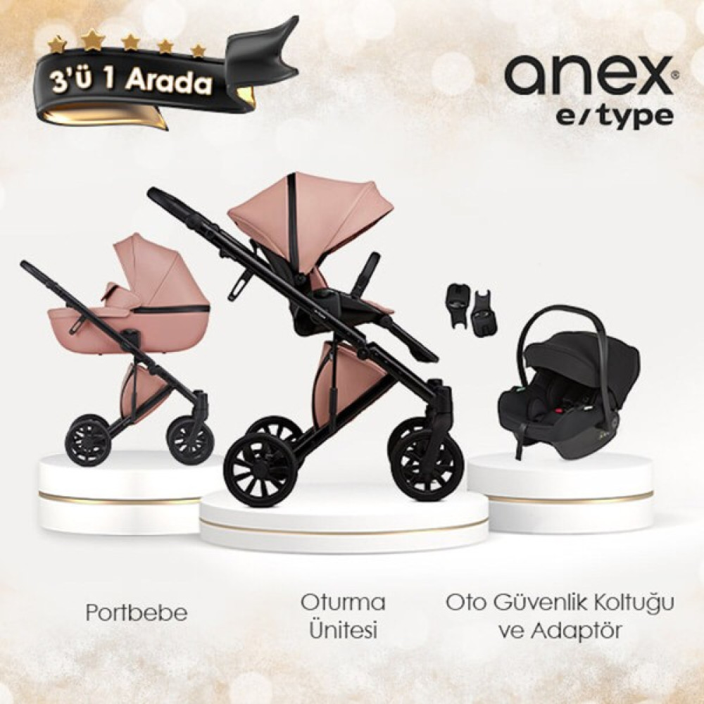 Anex E/type - 3'ü 1 Arada Set Şeftali - Gri Bebek Arabası-Puset Aksesuarları Fiyatı