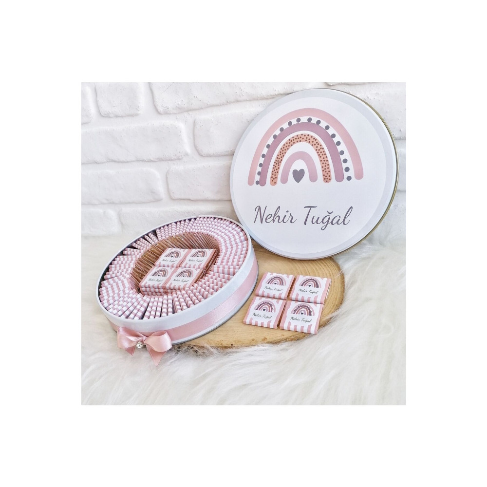 Angel Gift Chocolate 100 Adet Isme Özel Pembe Gökkuşağı Temalı Hediyelik Hoşgeldin Kız Bebek Doğum Çikolatası Çikolata ve Gofret Fiyatı