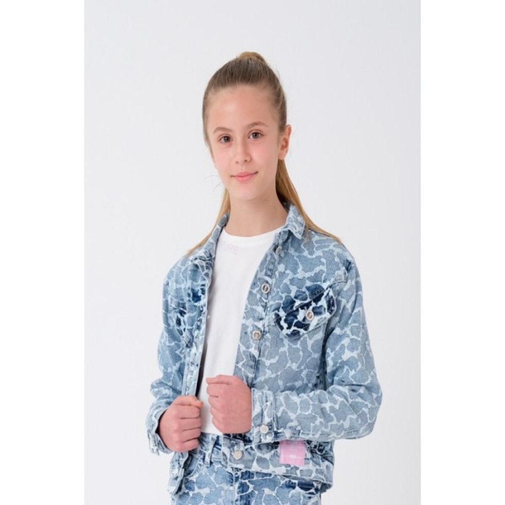 Angelos Girls Kız Çocuk Desenli Kot Jean Ceket 8-14 Yaş M110 Kız Çocuk Mont Fiyatı