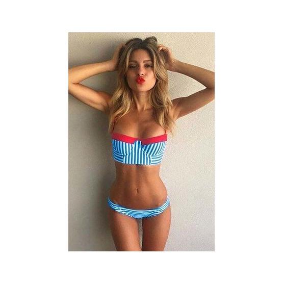 Angelsin 954034 Çok Renkli Çizgili Kadın Bikini Takımı