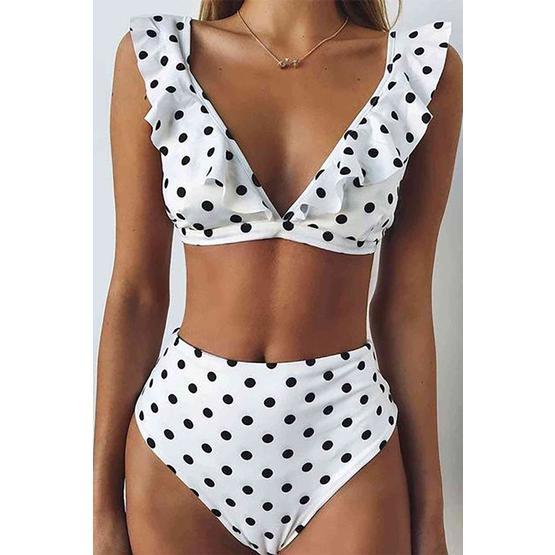 Angelsin Beyaz Puantiyeli Bikini Takım Bikini Fiyatı