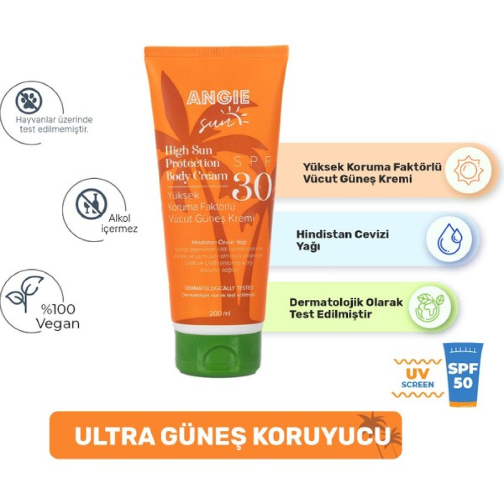 Angie Sun 30 Spf Güneş Kremi 200 ml Unisex (Vegan) Güneş Kremleri ve Losyonları Fiyatı
