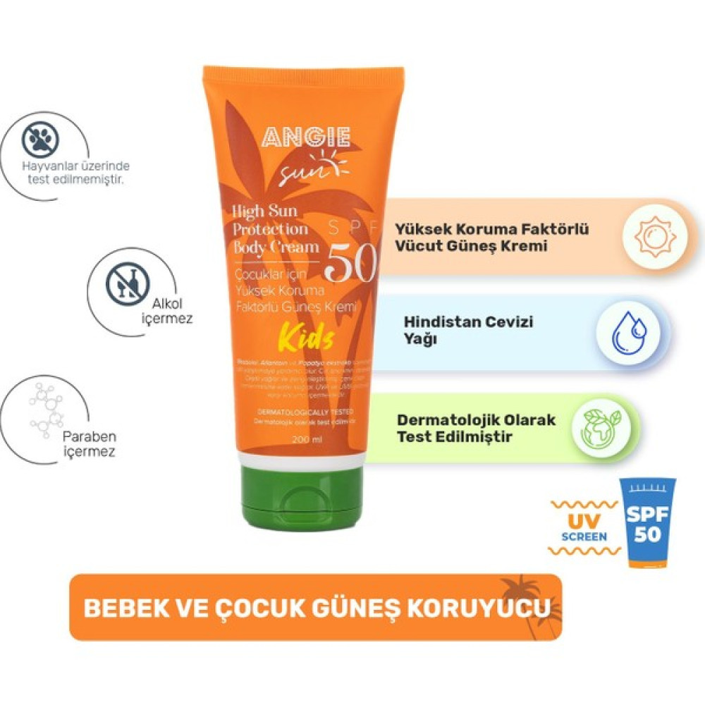 Angıe Sun 50 Spf Kids Güneş Kremi 200 ml Unisex Güneş Kremleri ve Losyonları Fiyatı