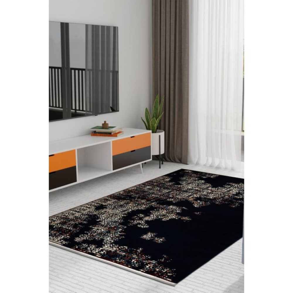 Angora Home Ethnic Dokuma Makine Halısı 1915NVY - 125 x 185 cm - Lacivert Salon Halısı Fiyatı