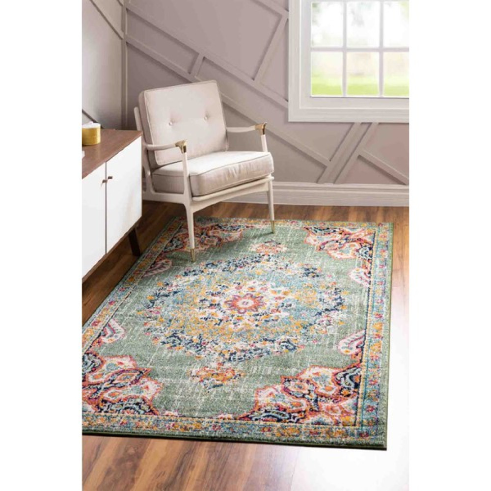 Angora Home Spring Koleksiyonu Dokuma Makine Halısı SP1001 160 x 240 Dikdörtgen - 160 x 240 cm - Yeşil Salon Halısı Fiyatı