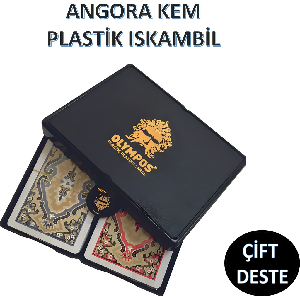Angora Kem Olympos Plastik Iskambil Oyun Kağıdı Çift Deste - Plastic Playing Cards - Biriç Oyun Kağıdı Diğer Fiyatı