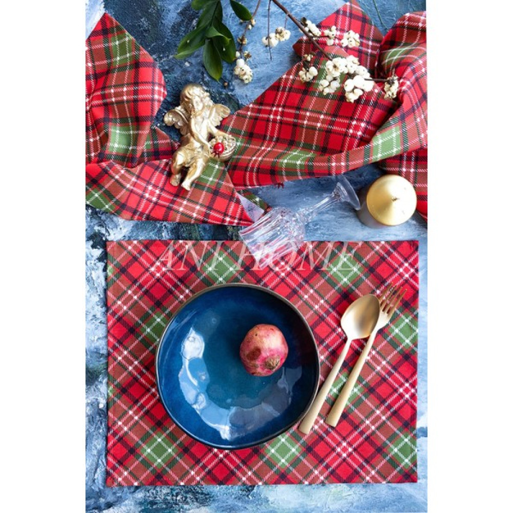 Anı Home 4'Lü Kırmızı Yılbaşı Konseptli Amerikan Servis Takımı - 35 x 40 cm Amerikan Servis Fiyatı