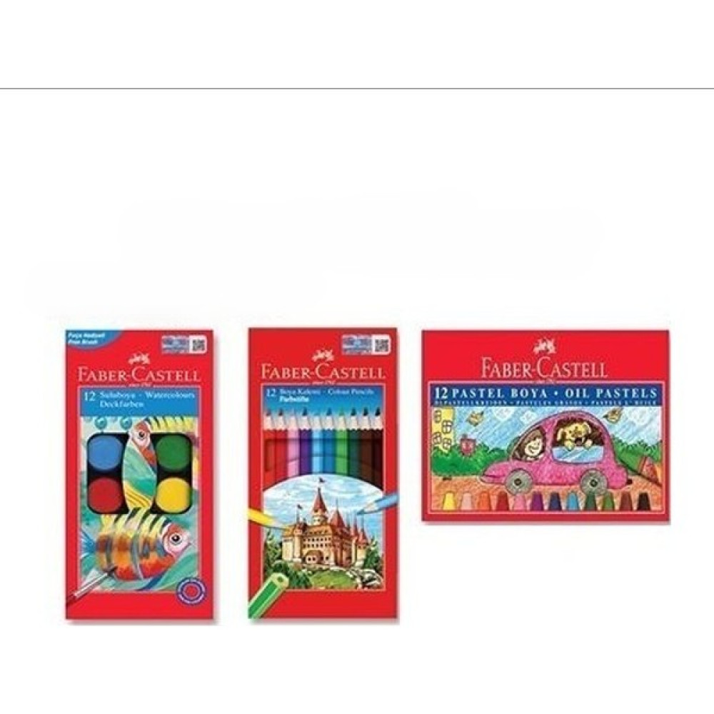 Anı Ofis Kırtasiye Öğrenci Boyama Seti 3'lü Faber 12 Renk Sulu Boya Kuru Boya Pastel Boya 12'li Boya Set Sulu Boya Fiyatı
