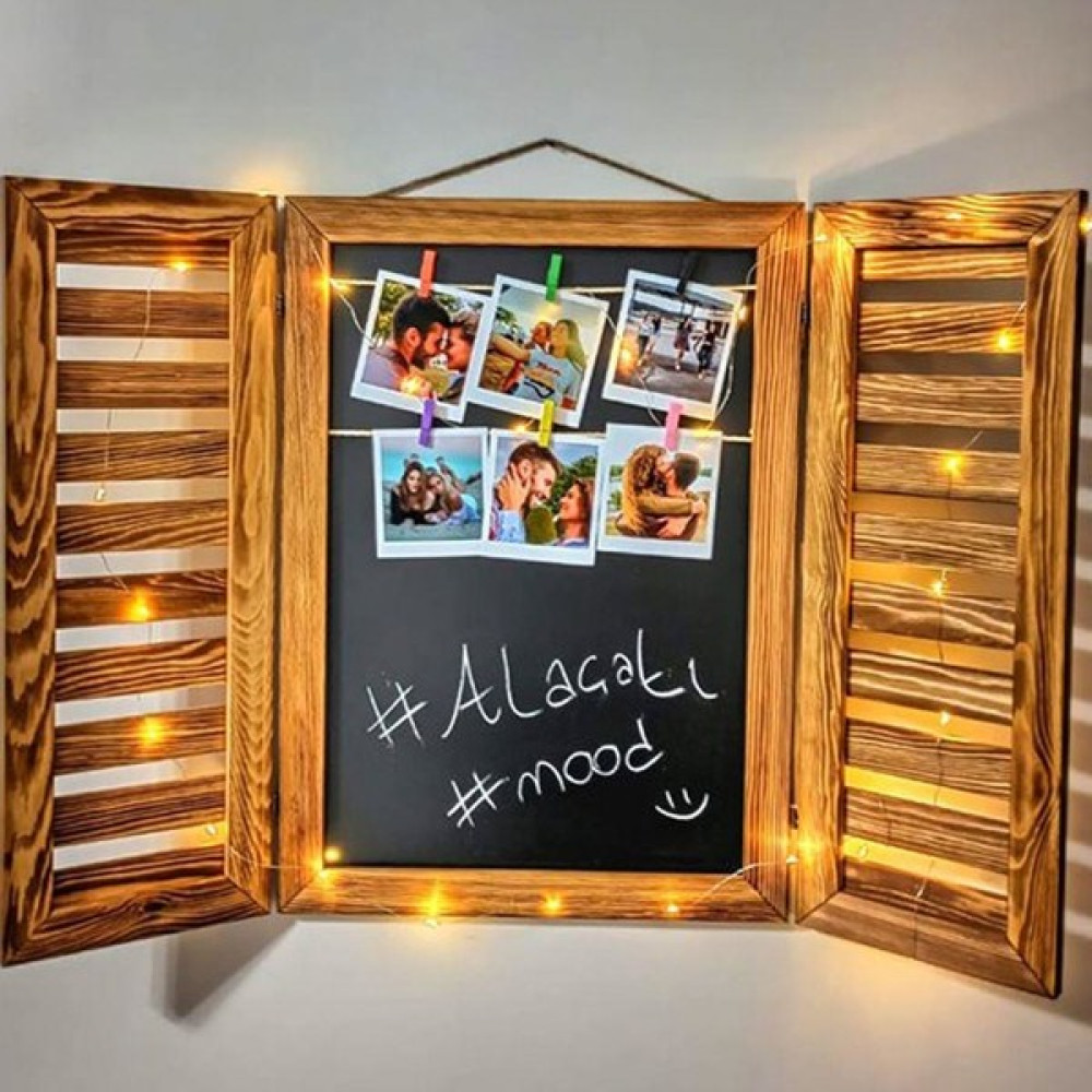 Anı Sepeti Ahşap LED Işıklı Ipli Mandallı Alaçatı Fotoğraf Çerçevesi Resim & Fotoğraf Çerçevesi Fiyatı