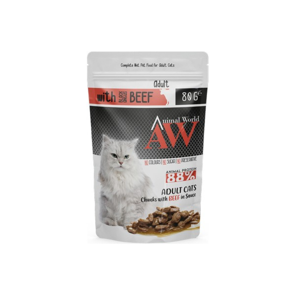 Animal World Sığır Etli Parça Etli Kedi Yaş Maması 80 Gr. 24 Adet Evcil Hayvan Ürünleri Fiyatı