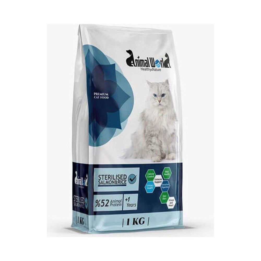 Animal World Sterilised Somonlu Kısırlaştırılmış Kedi Maması 1  kg Evcil Hayvan Ürünleri Fiyatı
