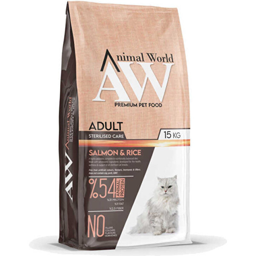 Animal World Sterilised Somonlu Kısırlaştırılmış Kedi Maması 15 Evcil Hayvan Ürünleri Fiyatı