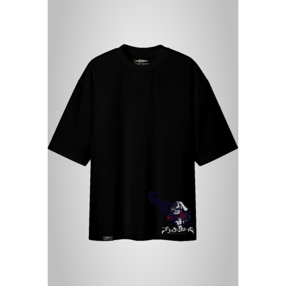 Anime Senpai Asta Black Clover Siyah Oversize Unisex Tshirt (ASTOVR001) Erkek T-shirt Fiyatı