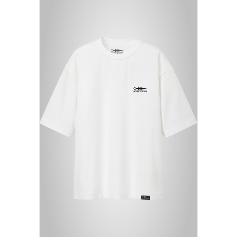 Anime Senpai Beyaz Klasik Logo Oversize Tshirt (ANSOVR010) Erkek T-shirt Fiyatı