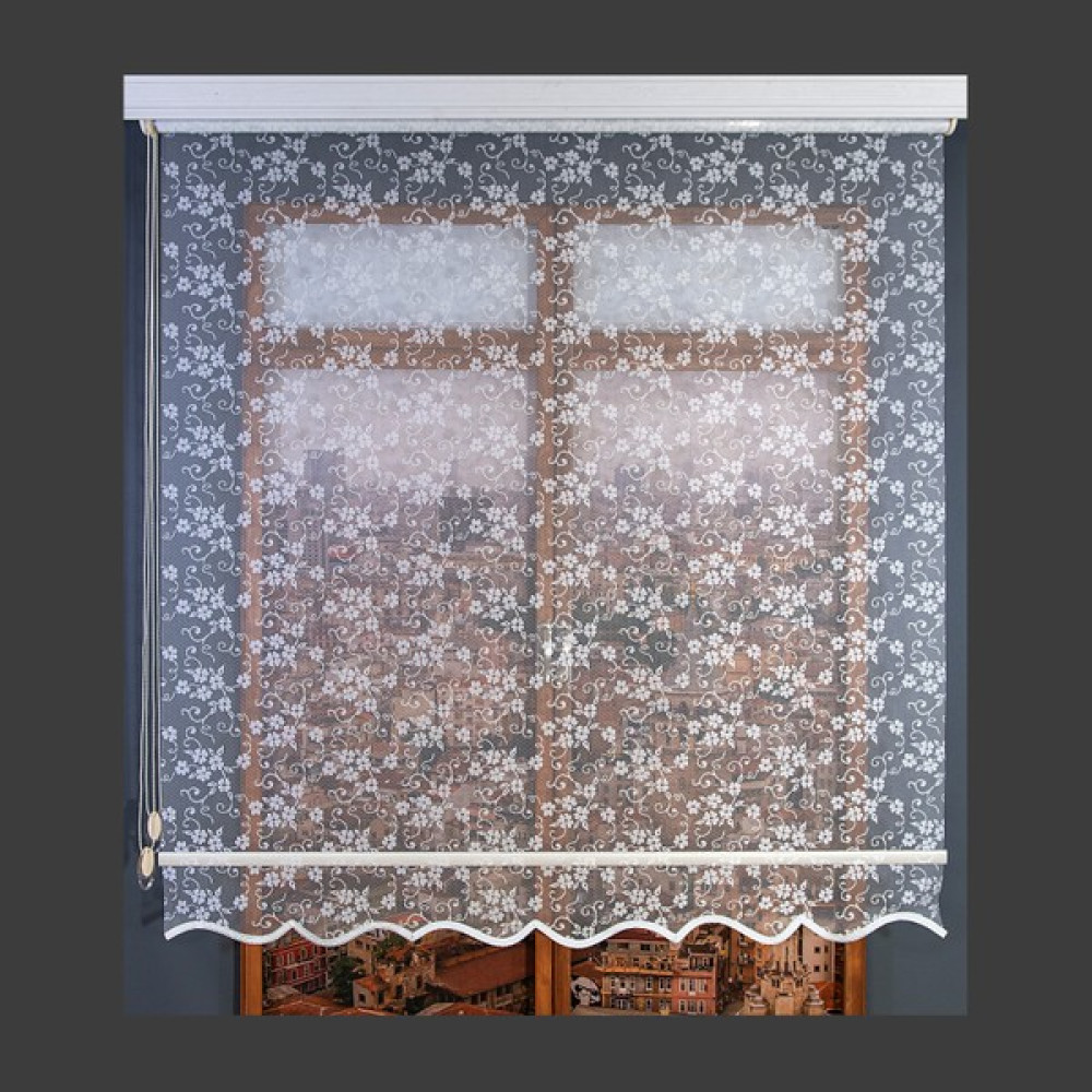 Anıper Çift Mekanizmalı Kırık Beyaz Daisy Desenli Tül Stor Perde 70 x 200 cm - Renkli Perde Fiyatı