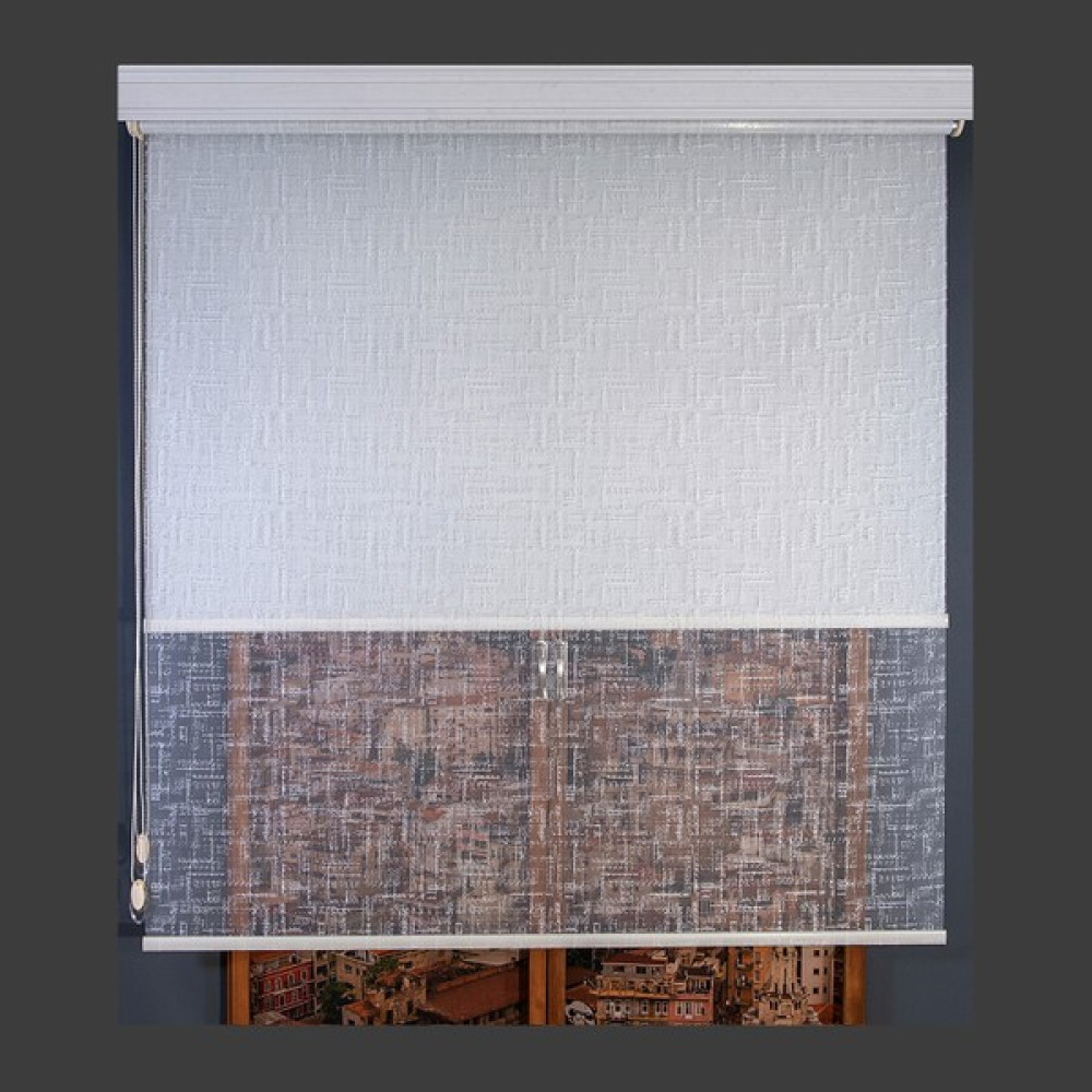 Anıper Çift Mekanizmalı Kırık Beyaz Eskitme Desenli Tül Stor Perde 100 x 200 cm - Renkli Perde Fiyatı