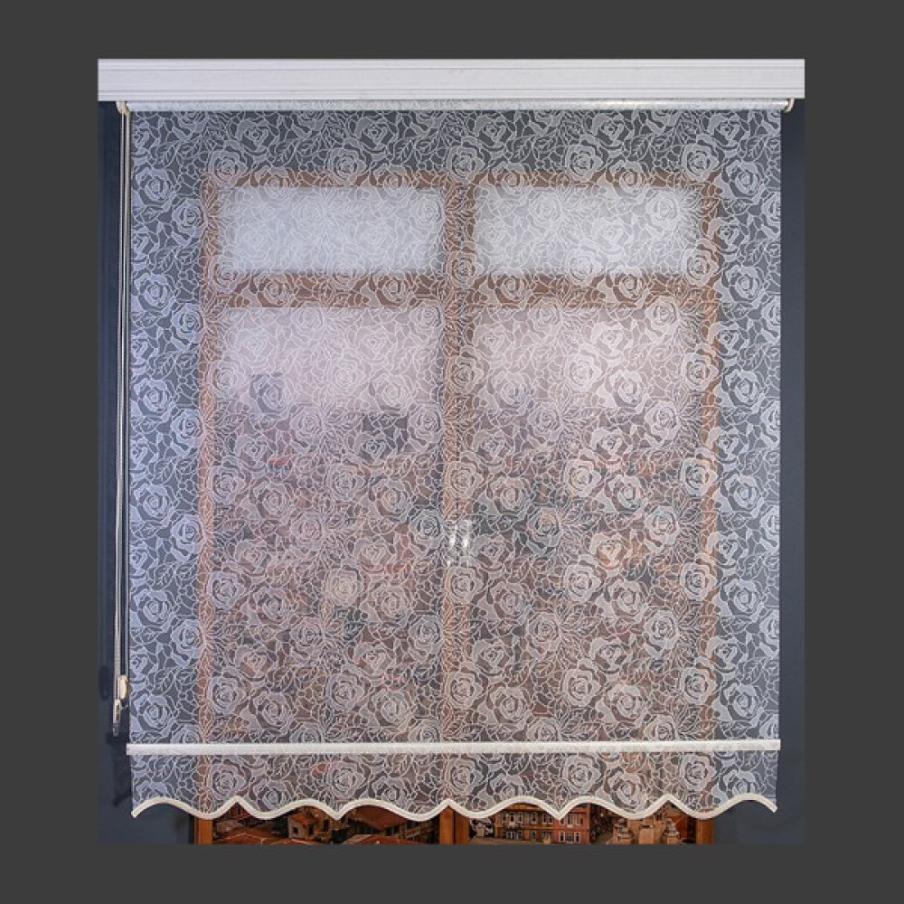 Anıper Çift Mekanizmalı Kırık Beyaz Karma Gül Desenli Tül Stor Perde 70 x 200 cm - Renkli Perde Fiyatı