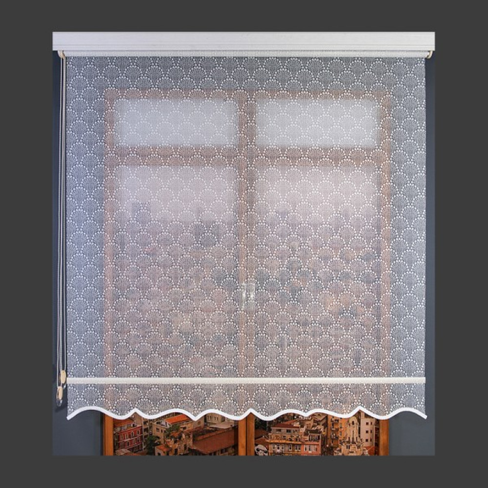 Anıper Çift Mekanizmalı Kırık Beyaz Kupa Desenli Tül Stor Perde 70 x 200 cm - Renkli Perde Fiyatı