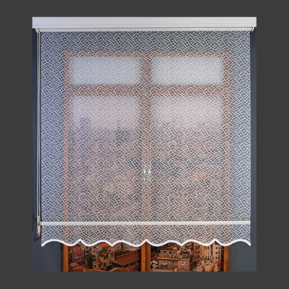 Anıper Çift Mekanizmalı Kırık Beyaz Spider Desenli Tül Stor Perde 70 x 200 cm - Renkli Perde Fiyatı