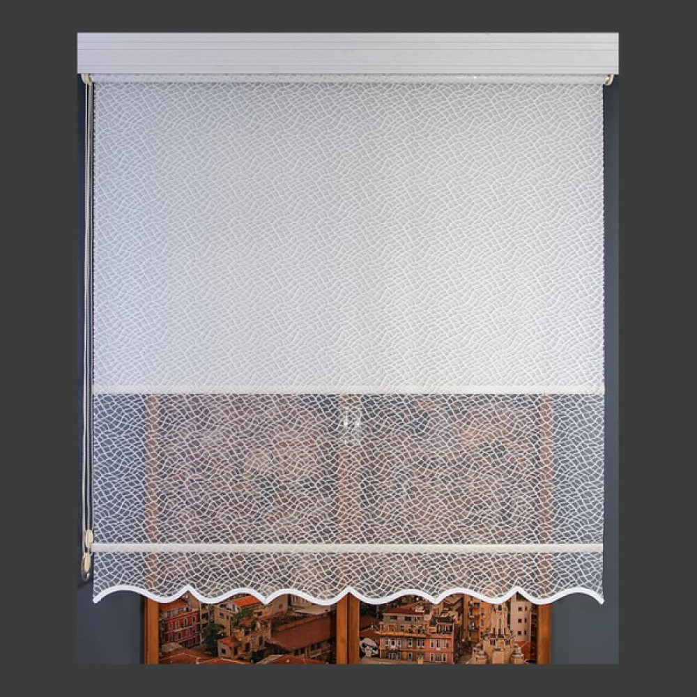 Anıper Çift Mekanizmalı Kırık Beyaz Spider Desenli Tül Stor Perde 80 x 200 cm - Renkli Perde Fiyatı