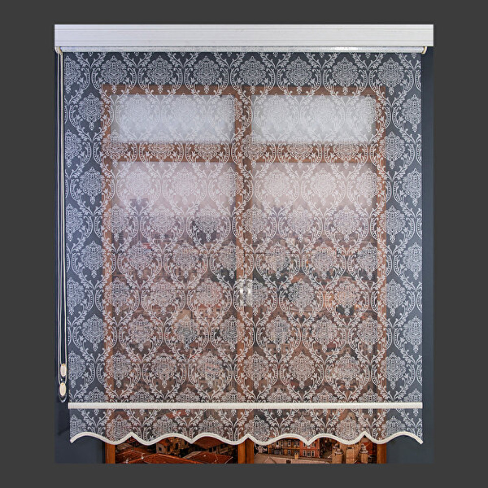 Anıper Çift Mekanizmalı Kırık Beyaz Yakma Damask Desenli Tül Stor Perde 70 x 200 cm - Renkli Perde Fiyatı
