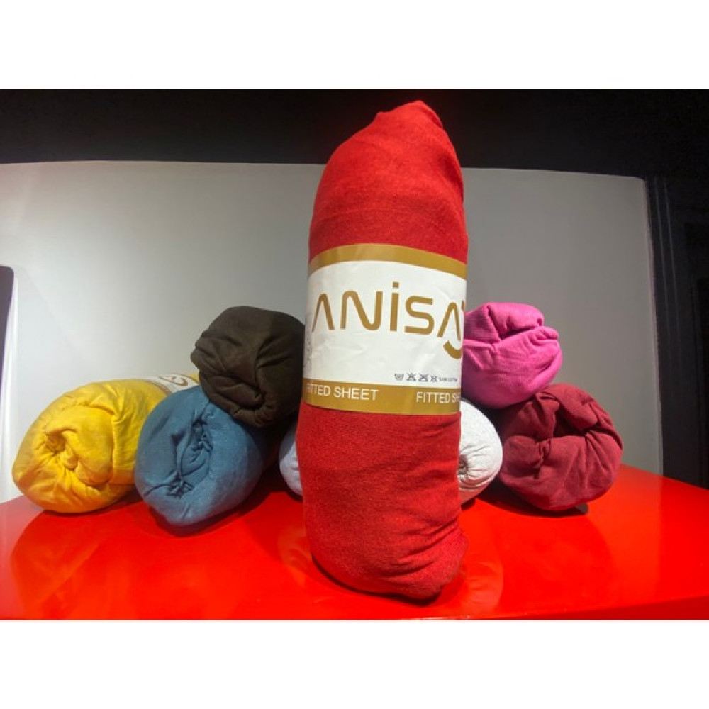 ANİSA Çift Kişilik Penye Lastikli Çarşaf 160x200 cm - Kırmızı Çarşaf Fiyatı