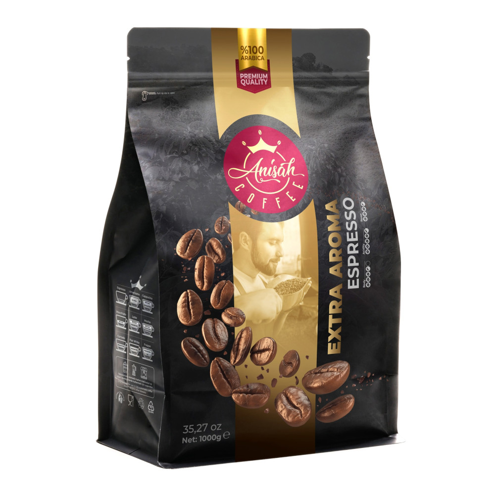 Anisah Coffee Extra Aroma Espresso Kahve Çekirdeği | 1000g | %100 Arabica | Zengin Çiçeksi Aroma | Yumuşak Gövde French Press Beden Kahve Fiyatı