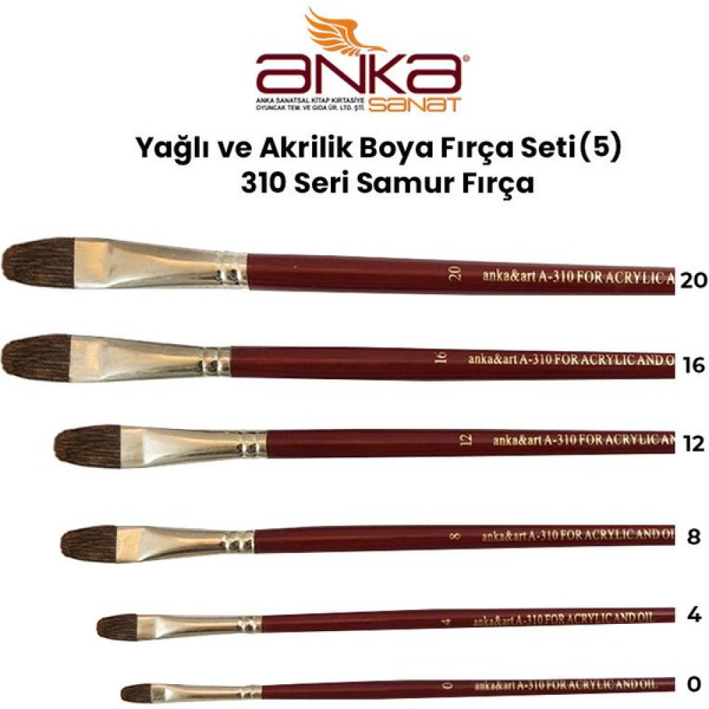 AnkaArt Yağlı ve Akrilik Boya Fırça Seti 5 310 Seri Samur Fırça Fırça Fiyatı