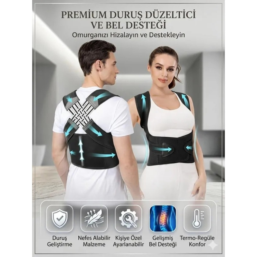 Ankaflex Ortopedik Kadın ve Erkek Dik Duruş Düzeltici Korse Sırt Omuz Korsesi Postür Omurga Kemeri Dik Oturma Aparatı - Siyah - Beyaz - Standart Korse Fiyatı