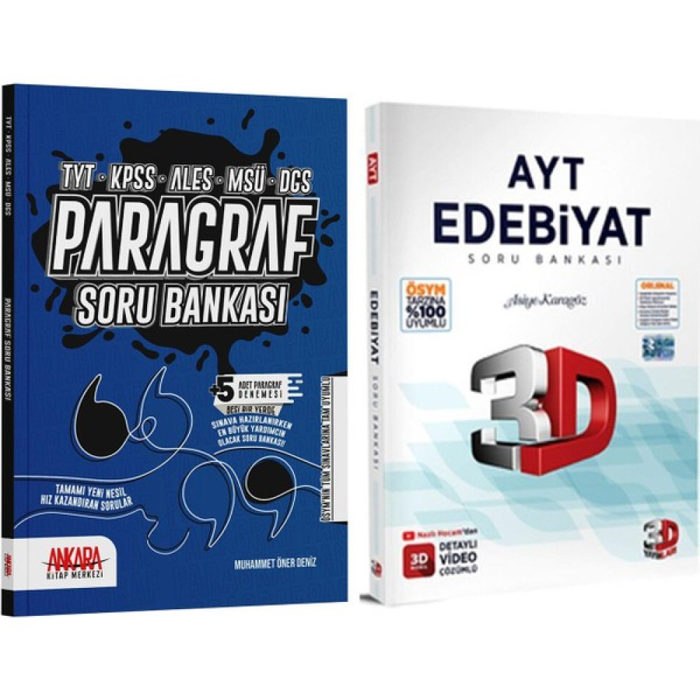 Ankara Kitap Merkezi Yayınları Paragraf - 3D Yayınları AYT Edebiyat Soru Bankası 2 Kitap Temel Yeterlilik Testi (TYT) Fiyatı