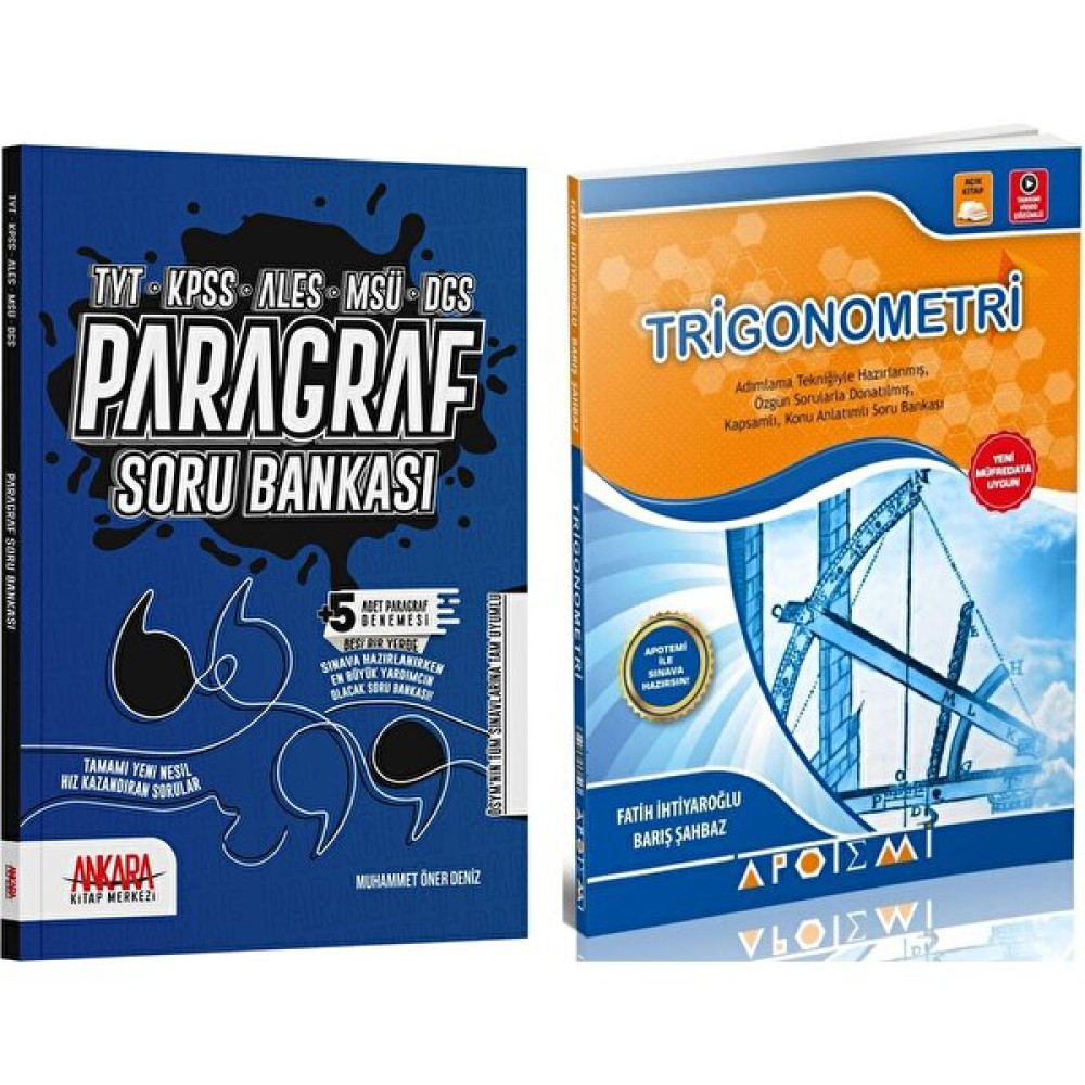 Ankara Kitap Merkezi Yayınları Paragraf - Apotemi Yayınları Trigonometri Soru Bankası Seti 2 Kitap Temel Yeterlilik Testi (TYT) Fiyatı