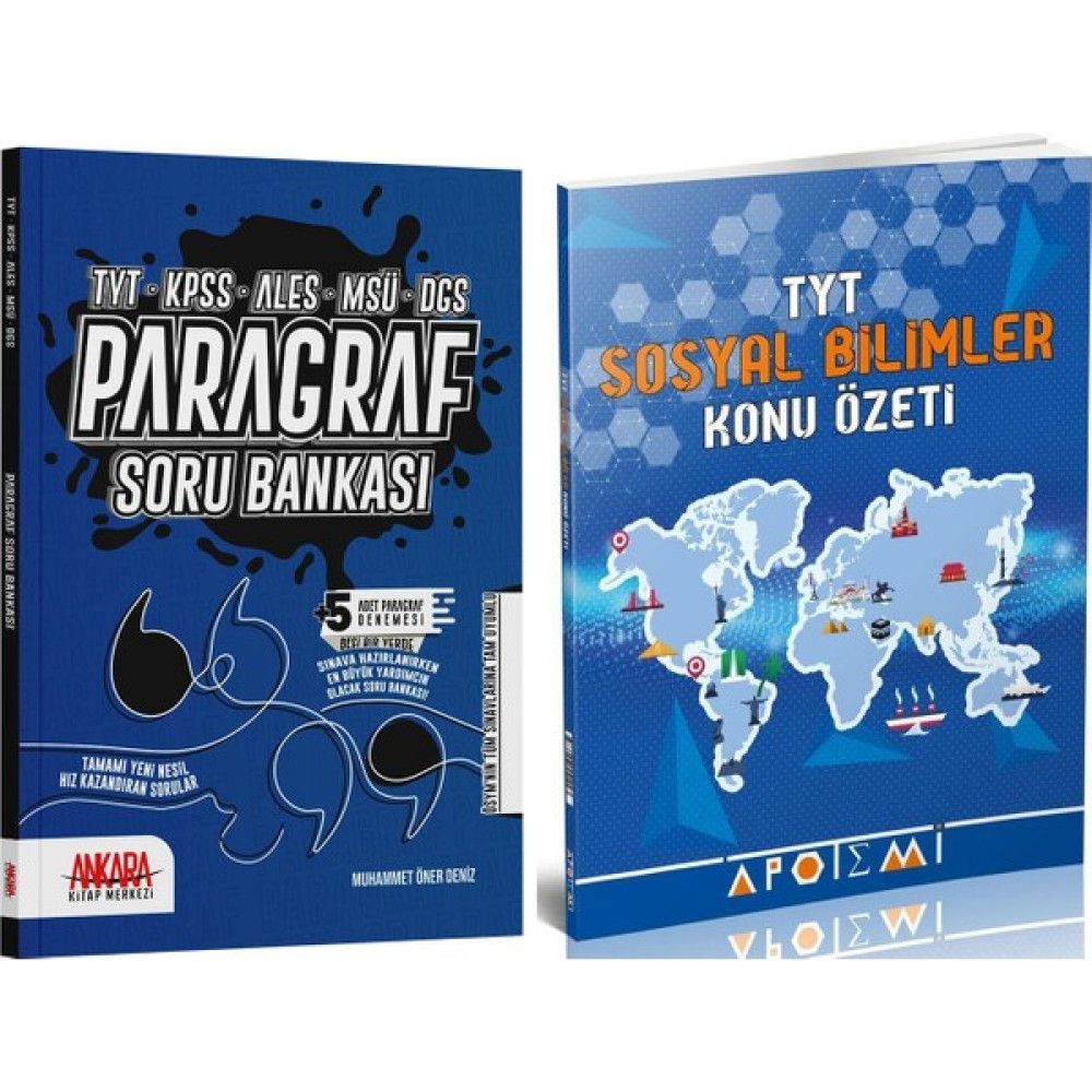Ankara Kitap Merkezi Yayınları Paragraf – Apotemi Yayınları TYT Sosyal Bilimler Konu Özetli Soru Bankası Seti 2 Kitap Temel Yeterlilik Testi (TYT) Fiyatı