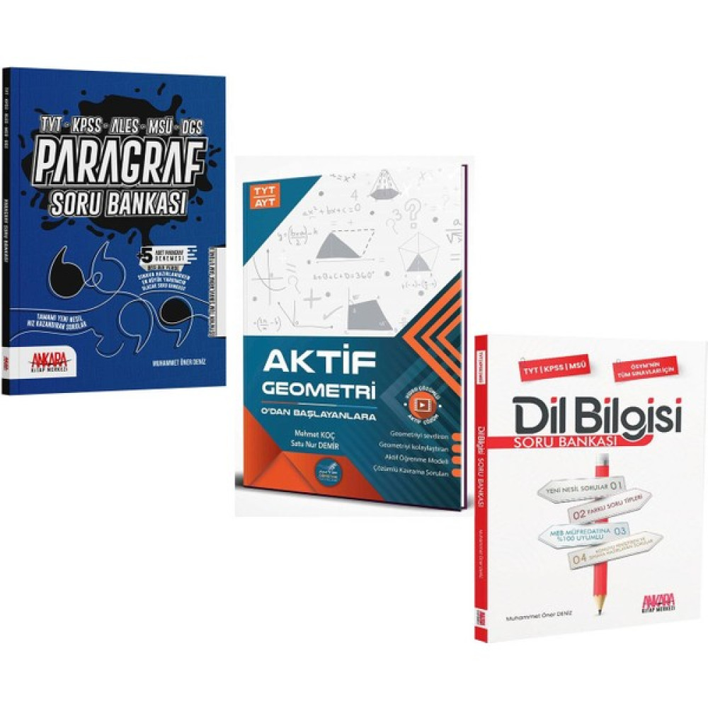 Ankara Kitap Merkezi Yayınları Paragraf - Dil Bilgisi Soru Bankası - Aktif Geometri TYT AYT 0'dan Başlayanlara 2 Kitap Temel Yeterlilik Testi (TYT) Fiyatı