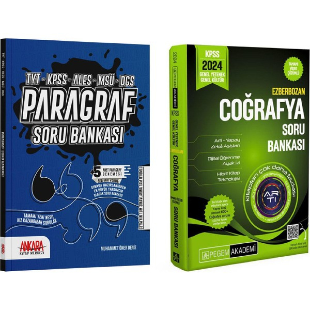 Ankara Kitap Merkezi Yayınları Paragraf - Pegem Akademi Yayıncılık Ezberbozan KPSS Coğrafya Soru Bankası Seti 2 Kitap KPSS Fiyatı
