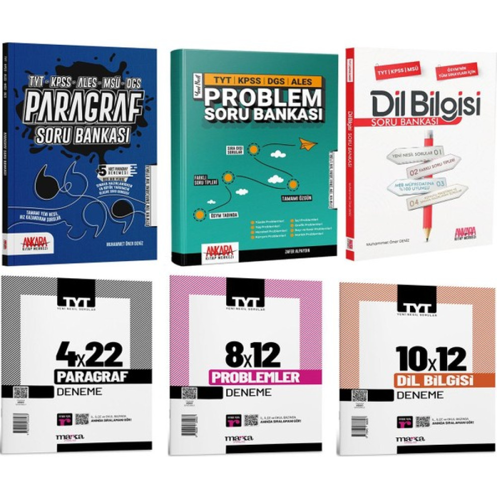 Ankara Kitap Merkezi Yayınları Paragraf - Problemler - Dil Bilgisi Soru Bankası ve Marka Yayınları Deneme Seti Temel Yeterlilik Testi (TYT) Fiyatı