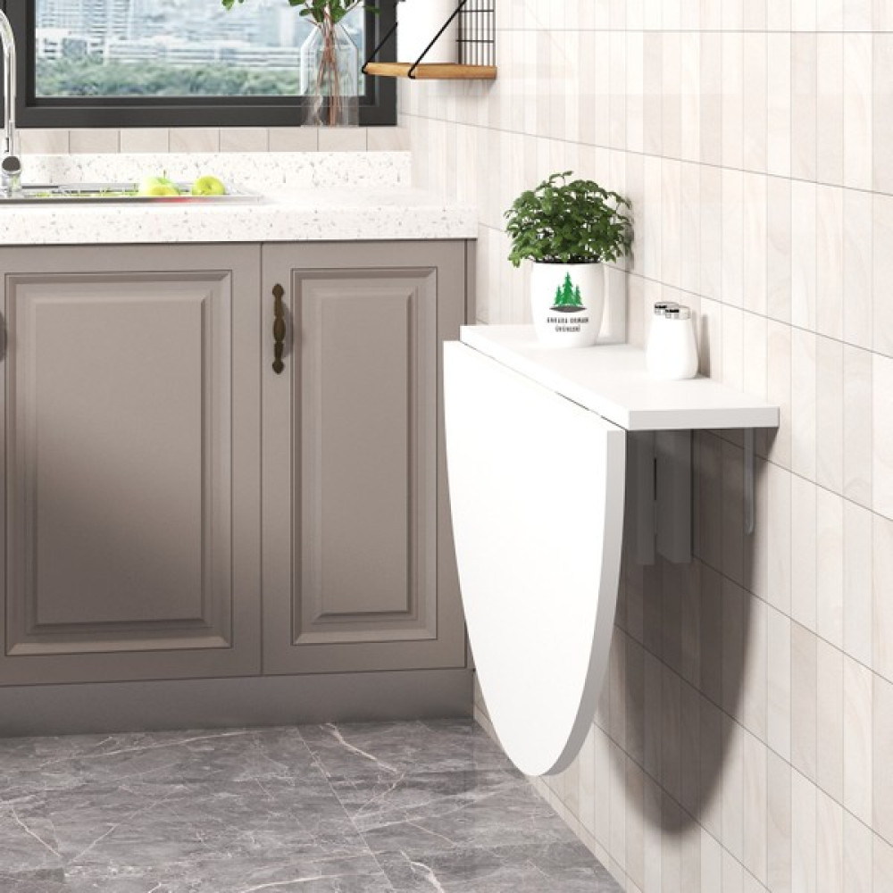 Ankara Orman Ürünleri 90X60 cm Yuvarlak Açılır Kapanır Duvara Monte Raf Masa Mutfak Masası Yemek & Mutfak Masası Fiyatı
