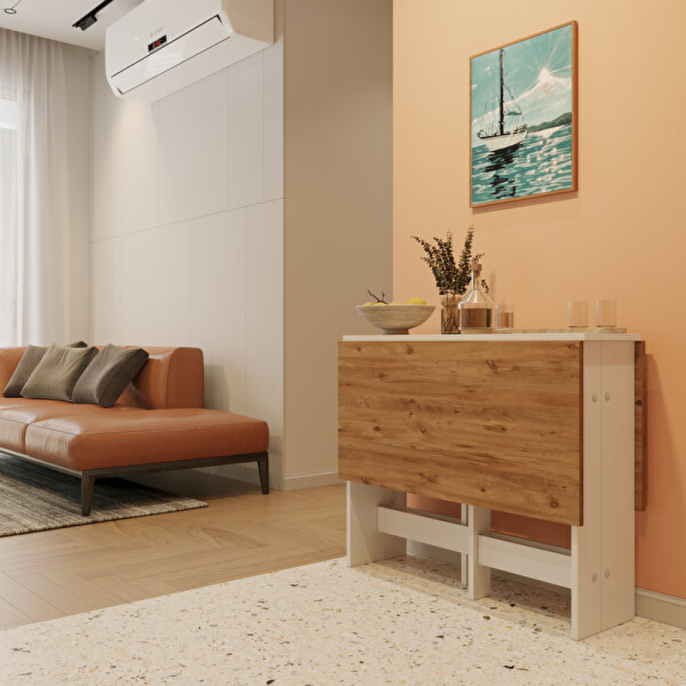 Ankara Orman Ürünleri Pratik Katlanır Mutfak Yemek Çalışma Masası - 6 Kişilik - %100 Mdf - Atlantik Çam Yemek & Mutfak Masası Fiyatı