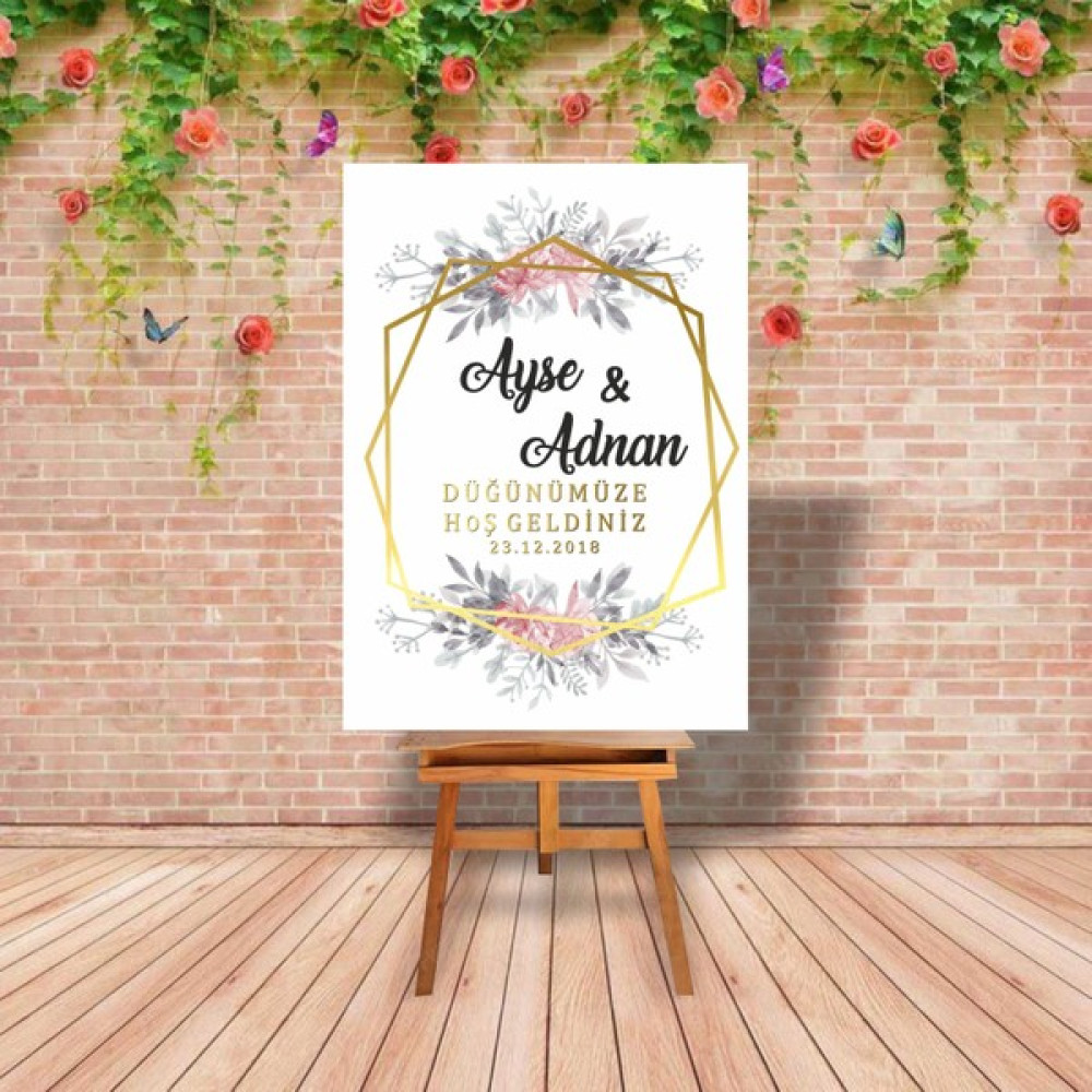 Ankara Pleksi Ayna Nişan Söz Düğün Karşılama Panoları 70X100CM Ayak Aparatı Dahil - Model01 Ev & Dekorasyon Aksesuarları Fiyatı
