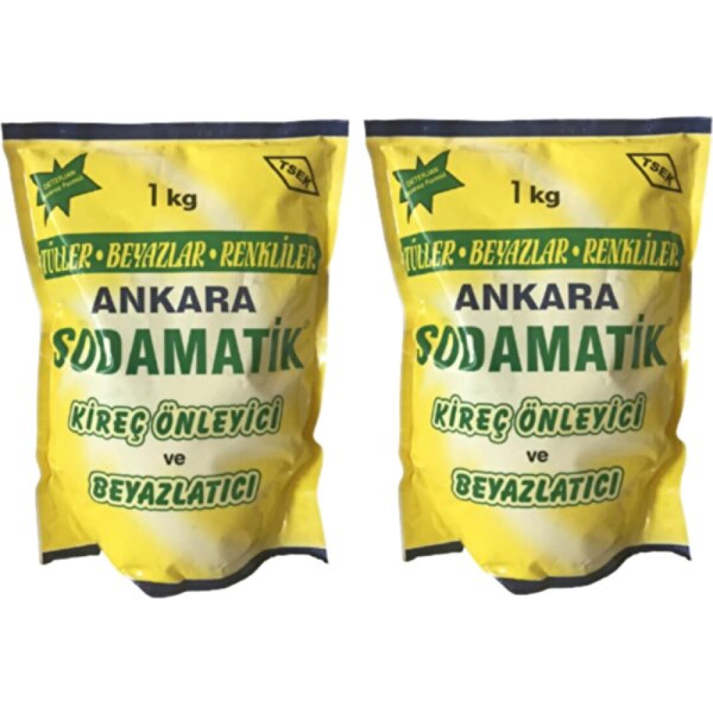 Ankara Sodamatik (1 kg x 2) Kireç Önleyici ve Beyazlatıcı (Tüller-Beyazlar-Renkliler) - 1 lt Çamaşır Makinesi Ürünleri Fiyatı