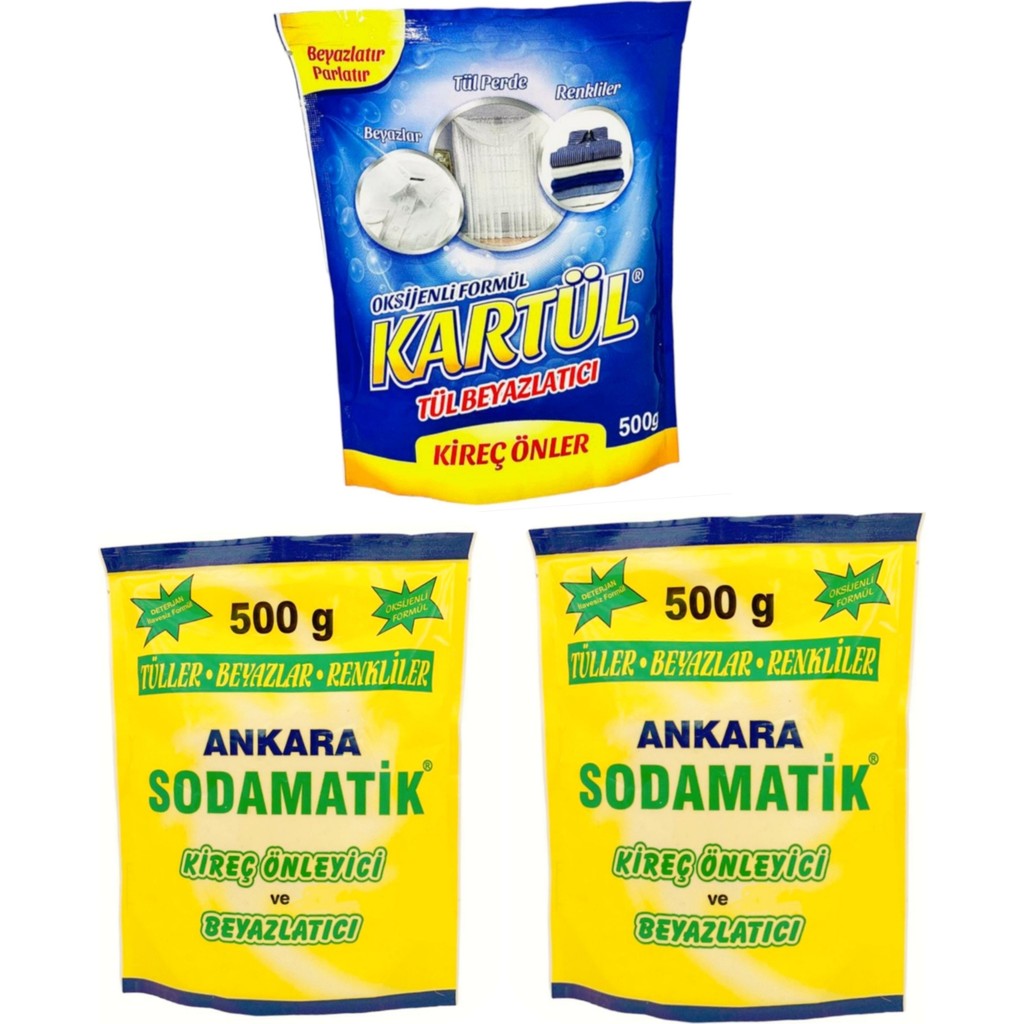 Ankara Sodamatik 500 Gr * 2 Adet + Kartül Tül Beyazlatıcı 500 Gr * 1 Adet Çamaşır Deterjanı Fiyatı