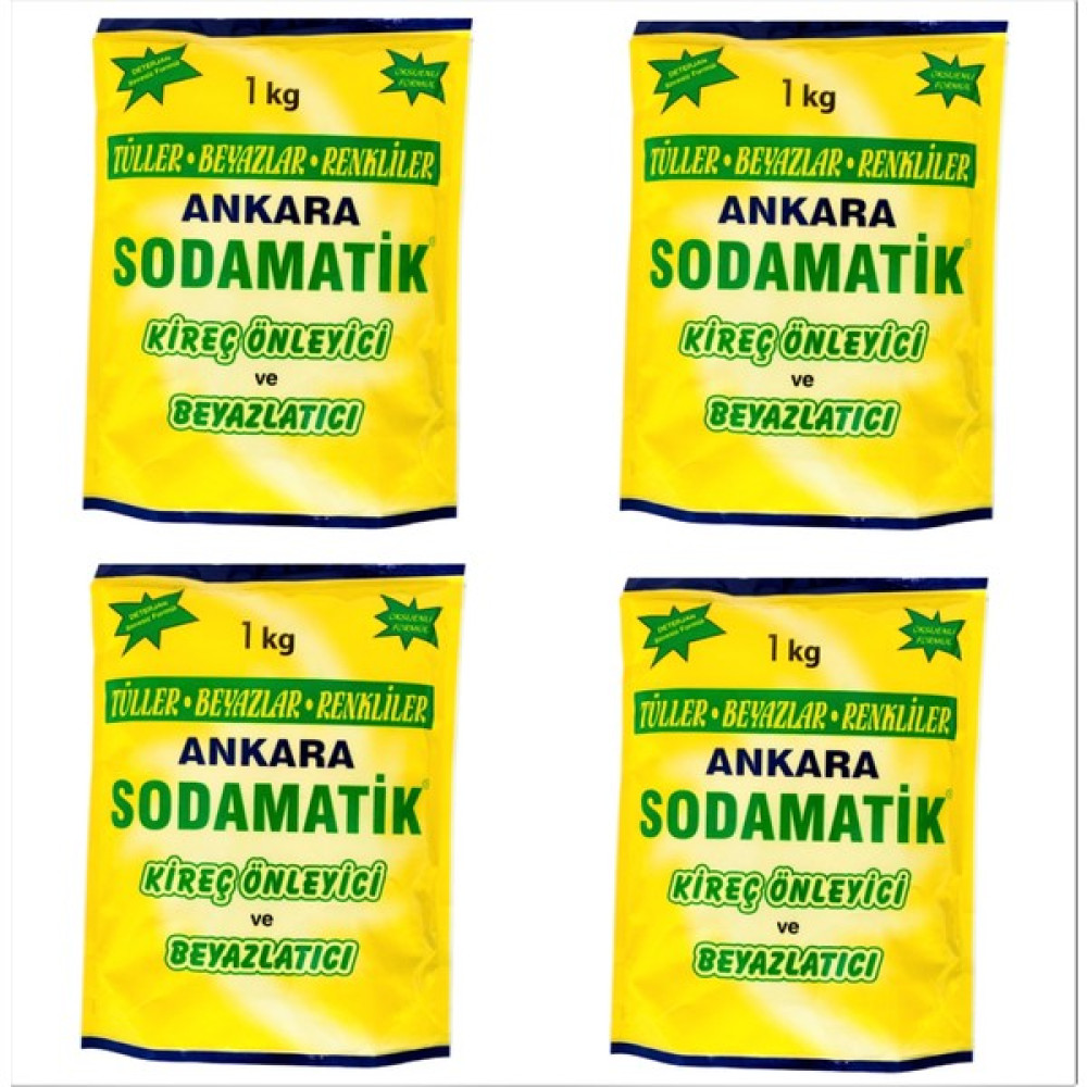 Ankara Sodamatik Kireç Önleyici ve Beyazlatıcı 1 Kg * 4 Adet (Tüller - Beyazlar - Renkliler) - 4 kg Çamaşır Makinesi Ürünleri Fiyatı