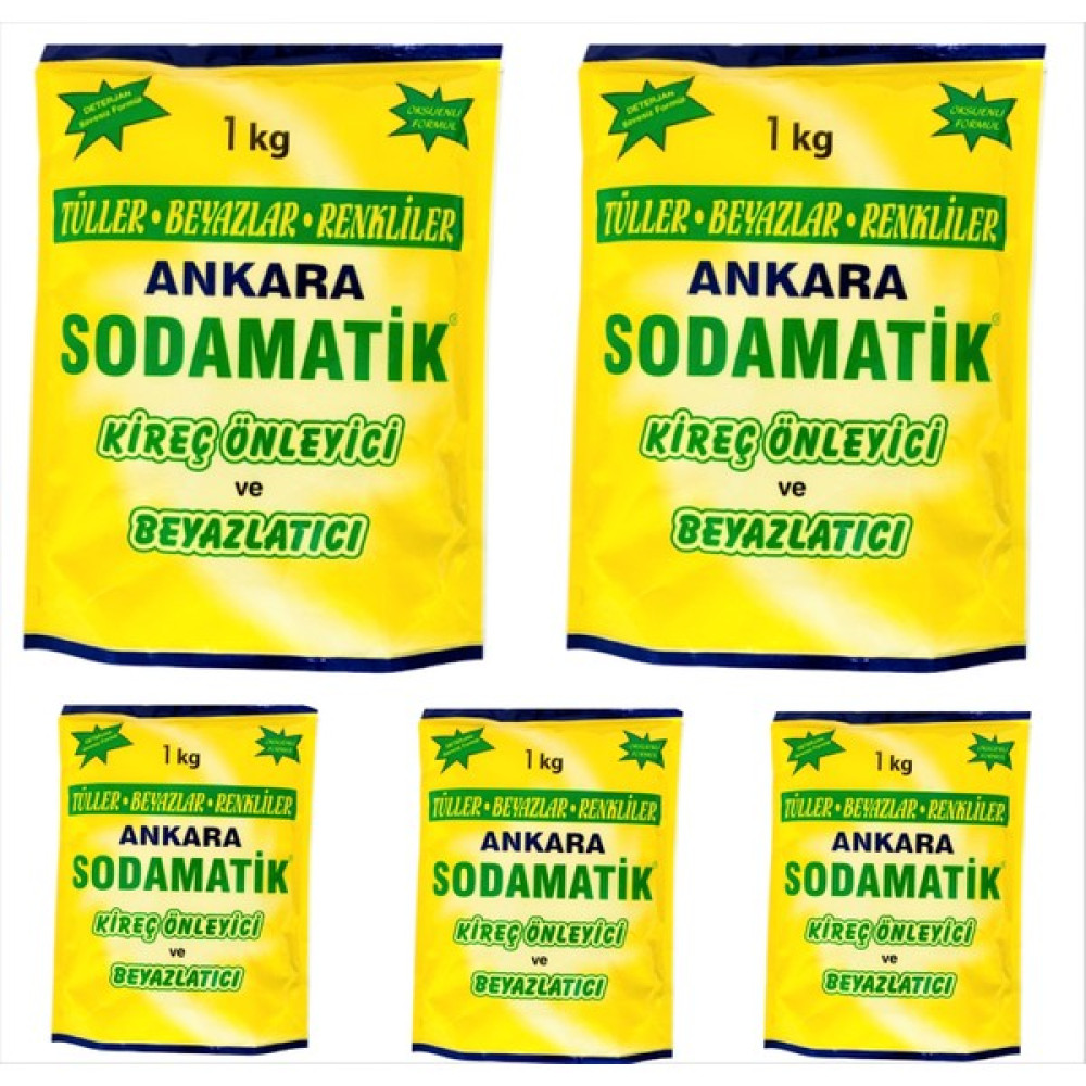 Ankara Sodamatik Kireç Önleyici ve Beyazlatıcı 1 Kg * 5 Adet (Tüller - Beyazlar - Renkliler) - 5 kg Çamaşır Makinesi Ürünleri Fiyatı