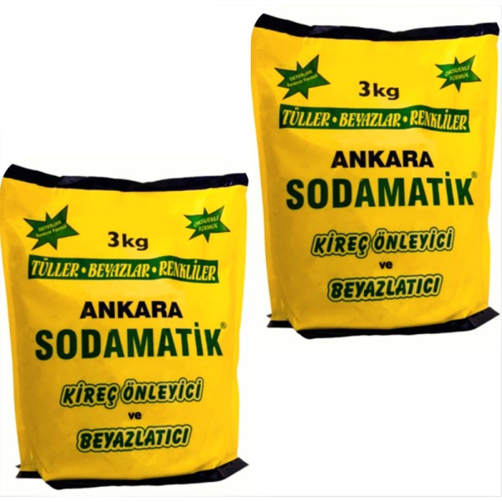 Ankara Sodamatik Kireç Önleyici ve Beyazlatıcı 3 Kg * 2 Adet (Tüller - Beyazlar - Renkliler) - 6 kg Çamaşır Makinesi Ürünleri Fiyatı