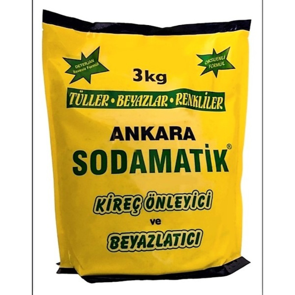 Ankara Sodamatik Kireç Önleyici ve Beyazlatıcı 3 Kg (Tüller - Beyazlar - Renkliler) Çamaşır Makinesi Ürünleri Fiyatı