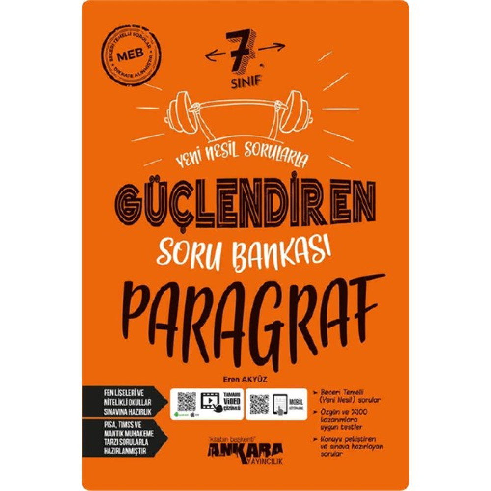 Ankara Yayıncılık 2024 Müf. Ankara Yayıncılık Güncel 7.sınıf Paragraf Yeni Nesil Sorularla Güçlendiren Soru Bankası Kaynak Kitapları Fiyatı